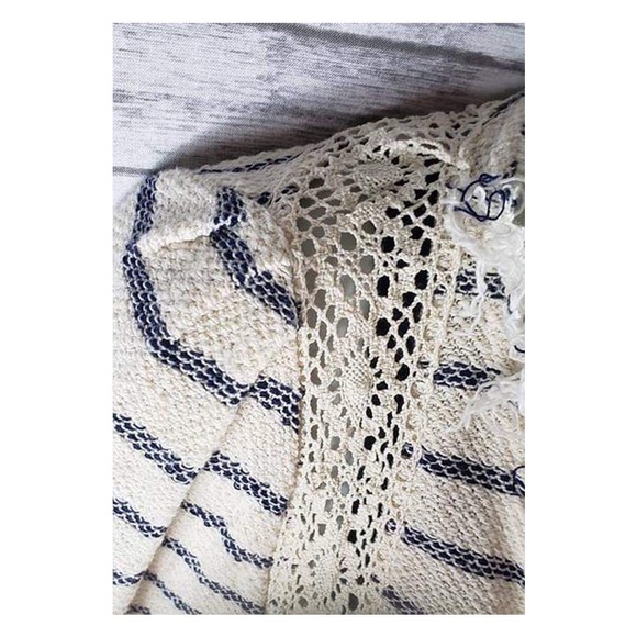 Zara Striped Frayed Cardigan Size Medium - Picture 4 of 8